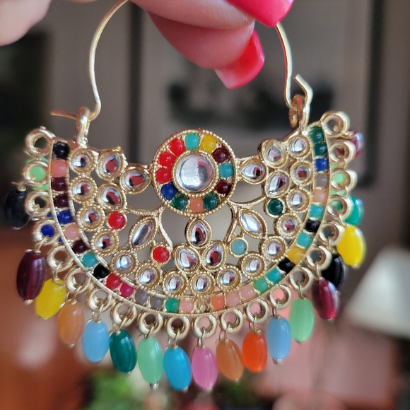 🔥LAST PAIR🔥 Beaded Festival Embellished Earrings - Picture 3 of 6
